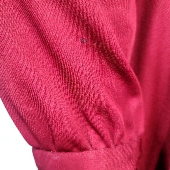 Vintage 70s Jan Sue Calif Womens M Burgundy Polyester L/S Disco Shirt Dress - Picture 3 of 8